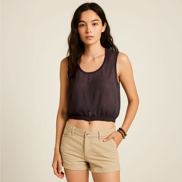 NWT Chaser Sleeveless Semi Sheer Crop Top Sz Small in Brown - Picture 1 of 9